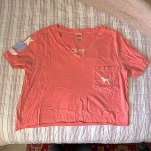 Victoria's Secret Pink Coral V-Neck Pocket Tee